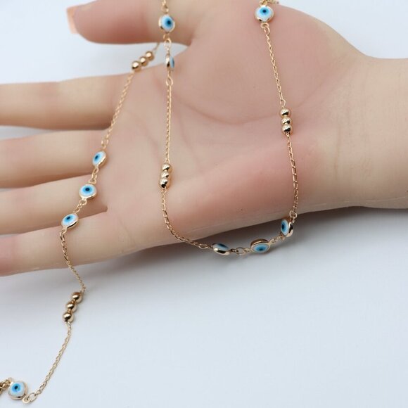 "Rose Gold Evil Eye Necklace with Chain, XPNL0119 - Picture 12 of 12